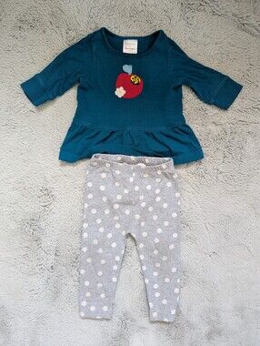Hanna Andersson Apple Ladybug Top & Polka Dot Leggings Set | 6-12M
